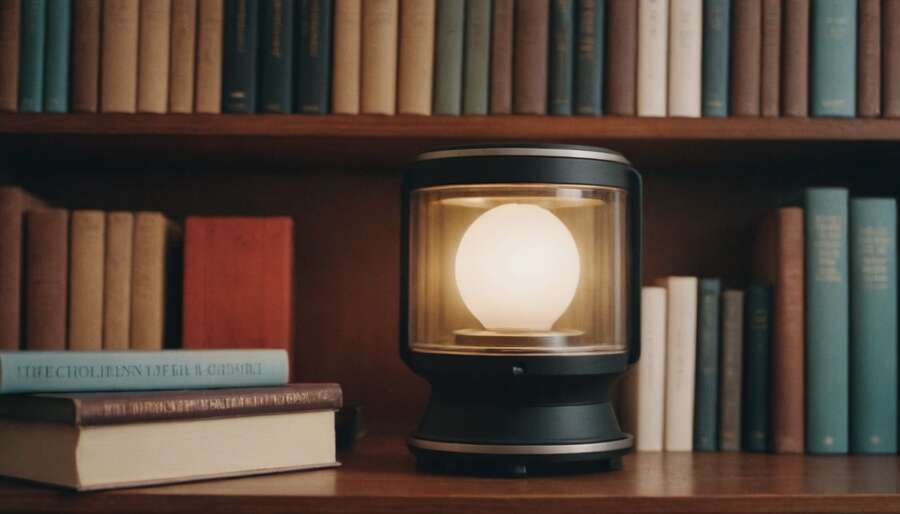 Diffusore vicino a una libreria